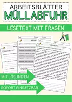 Vorschau - Arbeitsblätter - Müllabfuhr Arbeitsblätter mit Fragen + Lösungen Lesetraining Lesen - Deckblatt
