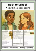 Vorschau - Arbeitsblätter - Back to School – Dialog, Wortschatz & Schreibaufgabe (Englisch, Klasse 6) - Deckblatt