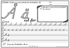 Vorschau - Arbeitsblätter - Alphabet Schreibheft Buchstabeneinführung Schreiblehrgang (Schulausgangsschrift) - Seite 1