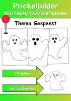 Vorschau - Unterrichtsreihen - Prickelbilder / Fensterbilder Thema Gespenster - Grundschule - Bastelvorlagen - Deckblatt