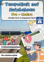 Vorschau - Arbeitsblätter - Tempolimit auf Autobahnen - Pro Contra Erörterung - Deckblatt