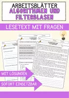 Vorschau - Arbeitsblätter - Algorithmen und Filterblasen Arbeitsblätter mit Fragen + Lösungen Technik AB - Deckblatt