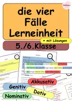 Vorschau - Unterrichtsreihen - Die vier Fälle ganzes Dossier mit Übungen, Merkblätter & Lösungen | Grammatik Material für die 5. Klasse - 7.Klasse - Deckblatt
