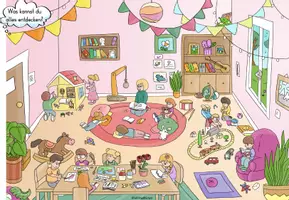 Vorschau - Arbeitsblätter - Wimmelbild "Im Kindergarten" mit differenzierten Arbeitsblättern - Seite 1