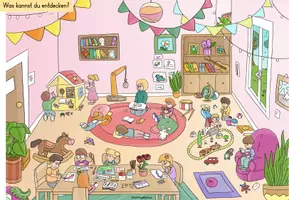 Vorschau - Arbeitsblätter - Wimmelbild "Im Kindergarten" mit differenzierten Arbeitsblättern - Seite 2