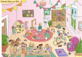 Vorschau - Arbeitsblätter - Wimmelbild "Im Kindergarten" mit differenzierten Arbeitsblättern - Seite 3