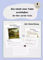 Vorschau - Arbeitsblätter - Den Inhalt einer Fabel erschließen: Der Eber und der Fuchs (inkl. Musterlösung) - Deckblatt