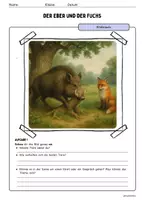 Vorschau - Arbeitsblätter - Den Inhalt einer Fabel erschließen: Der Eber und der Fuchs (inkl. Musterlösung) - Seite 1