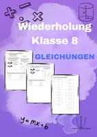 Vorschau - Arbeitsblätter - Wiederholung Klasse 8 - Gleichungen - Deckblatt