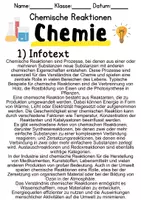 Vorschau - Unterrichtsreihen - Chemische Reaktionen – Informationen und Aufgaben - Deckblatt