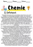 Vorschau - Unterrichtsreihen - Chemische Sensoren – Informationen und Aufgaben - Deckblatt