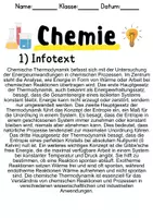 Vorschau - Unterrichtsreihen - Chemische Thermodynamik Informationen und Aufgaben - Deckblatt