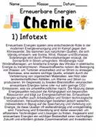 Vorschau - Unterrichtsreihen - Erneuerbare Energien Informationen und Aufgaben - Deckblatt