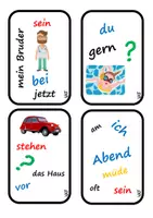 Vorschau - Stationenlernen - Karten Sätze bilden - im Präsens, Perfekt, Präteritum - Deckblatt