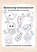 Vorschau - Mal- und Bastelvorlagen - Bastelvorlage Unterwasserwelt - 21 Ausmalbilder für Girlanden oder Fensterbilder - Deckblatt