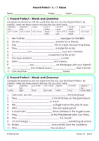 Vorschau - Arbeitsblätter - Present Perfect Grammatiktest - Words and Grammar - Seite 1
