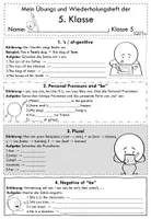 Vorschau - Arbeitsblätter - Grammatik Wiederholungsheft 5. Klasse - Seite 1