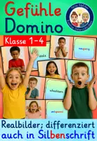 Vorschau - Mal- und Bastelvorlagen - Gefühle Klasse 1 bis 4 differenziertes DOMINO Silbenschrift - Deckblatt