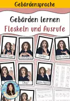 Vorschau - Arbeitsblätter - Bildkarten - Gebärdensprache / Gebärden - Floskeln und Ausrufe - Deckblatt