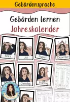 Vorschau - Arbeitsblätter - Bildkarten - Gebärdensprache / Gebärden - Jahreskalender (Wochentage, Monate, Jahreszeiten und Feiertage) - Deckblatt