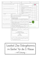 Vorschau - Test - Lesetest zum Thema Ostern Klasse 3 mit Lösung - Deckblatt