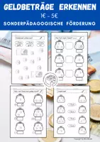 Vorschau - Arbeitsblätter - Geldbeträge erkennen, 1-5 Euro - Deckblatt