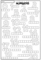 Vorschau - Arbeitsblätter - Numbers 1-20 Working on Words, Zahlen 1-20, englische Zahlen, Zahlenwörter, Arbeitsblatt, Wortschatzübung, Number Words, Englisch Wortschatz, Schreiben, Lesen, Üben, Vocabulary Practice | Klasse 2, 3, 4, 5 - Seite 1