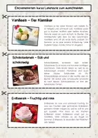 Vorschau - Mal- und Bastelvorlagen - Eiscremesorten Lesetexte zum Ausschneiden - Seite 1