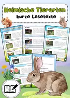 Vorschau - Mal- und Bastelvorlagen - Heimische Tierarten Lesetexte zum Ausschneiden - Deckblatt