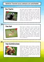 Vorschau - Mal- und Bastelvorlagen - Heimische Tierarten Lesetexte zum Ausschneiden - Seite 1