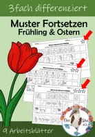 Vorschau - Arbeitsblätter - Muster Fortsetzen - Frühling & Ostern - Deckblatt