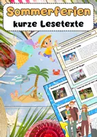 Vorschau - Mal- und Bastelvorlagen - Sommerferien Lesetexte: Urlaub, Strand, Berge, Ferienlager - Deckblatt