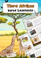 Vorschau - Mal- und Bastelvorlagen - Tiere Afrikas Lesetexte zum Ausschneiden - Deckblatt