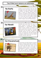 Vorschau - Mal- und Bastelvorlagen - Tiere Afrikas Lesetexte zum Ausschneiden - Seite 1