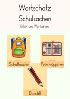 Vorschau - Bildkarten - Wortschatz Schulsachen - Bild- und Wortkarten - Deckblatt