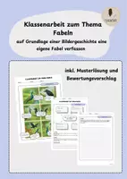 Vorschau - Klassenarbeiten - Klassenarbeit zum Thema Fabeln: Der Rabe und der Pfau (inkl. Musterlösung und Bewertungsvorschlag) - Deckblatt