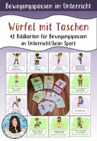 Vorschau - Bildkarten - Würfel mit Taschen / Bewegungswürfel - Einsteckkarten - Bewegungspause im Unterricht / beim Sport - Deckblatt
