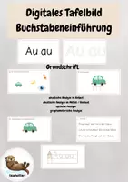 Vorschau - Präsentationen/Tafelbilder - Buchstabeneinführung- Digitales Tafelbild (Grundschrift) (Buchstabenverbindungen) - Deckblatt