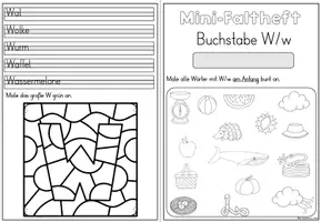 Vorschau - Stationenlernen - Mini-Faltheft Buchstabeneinführung – Druckschrift Buchstabe W (1. Klasse) - Seite 3