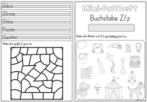 Vorschau - Stationenlernen - Mini-Faltheft Buchstabeneinführung – Druckschrift Buchstabe Z (1. Klasse) - Seite 3
