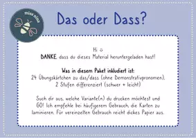 Vorschau - Arbeitsblätter - Dass oder das? Lesespiel (OHNE Demonstrativpronomen) 📕 - Seite 1