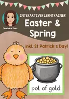 Vorschau - Stationenlernen - Interaktiver Lerntrainer: Easter & Spring (inkl. St Patrick's Day, Ostergeschichte...) - Deckblatt