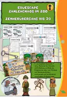 Vorschau - Spiele - EduEscape: Zahlenchaos im Zoo– Zehnerübergang bis 20 - Deckblatt