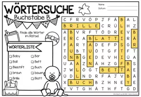 Vorschau - Arbeitsblätter - FREEBIE Wörtersuche / Suchsel (Alphabet) Buchstabe B - Seite 2