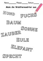 Vorschau - Mal- und Bastelvorlagen - Tiere im Wald Anmalen Wortschatz - Deutsch/DaZ/DaF/Kunst - Klasse 1 und 2 - Seite 2