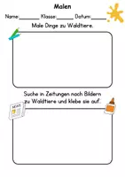 Vorschau - Mal- und Bastelvorlagen - Tiere im Wald Anmalen Wortschatz - Deutsch/DaZ/DaF/Kunst - Klasse 1 und 2 - Seite 3