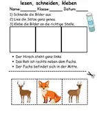 Vorschau - Arbeitsblätter - Tiere im Wald Leserätsel - Lesen, schneiden, kleben - DaZ/DaF, Deutsch, Sachunterricht - Seite 1