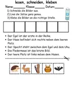 Vorschau - Arbeitsblätter - Tiere im Wald Leserätsel - Lesen, schneiden, kleben - DaZ/DaF, Deutsch, Sachunterricht - Seite 3
