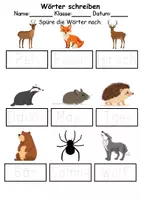 Vorschau - Arbeitsblätter - Tiere im Wald Wörter und Sätze schreiben und Silben DaZ/DaF, deutsch - Seite 2