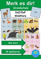 Vorschau - Arbeitsblätter - Merk es dir Tiere im Wald (Bild-Wort) - DaZ/DaF, Deutsch (Klasse 1 bis 4) - Deckblatt